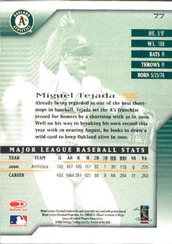 2001 Donruss Signature #77 Miguel Tejada Back