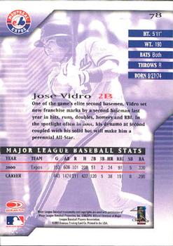 2001 Donruss Signature #78 Jose Vidro Back