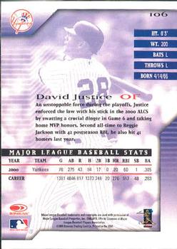 2001 Donruss Signature #106 David Justice Back