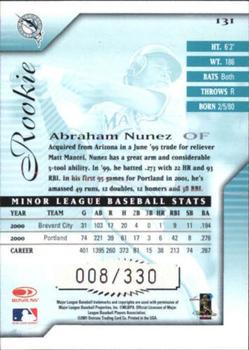 2001 Donruss Signature #131 Abraham Nunez Back