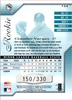 2001 Donruss Signature #134 Claudio Vargas Back