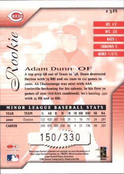 2001 Donruss Signature #138 Adam Dunn Back