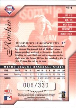 2001 Donruss Signature #154 Brandon Duckworth Back