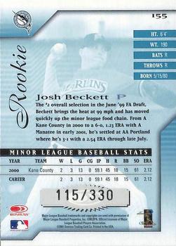 2001 Donruss Signature #155 Josh Beckett Back