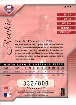 2001 Donruss Signature #210 Nick Punto Back