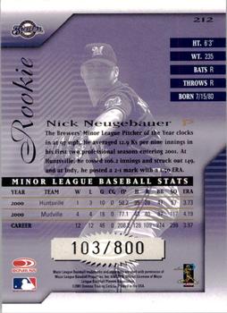 2001 Donruss Signature #212 Nick Neugebauer Back