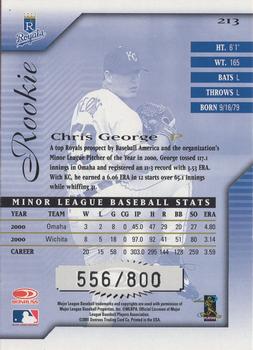 2001 Donruss Signature #213 Chris George Back