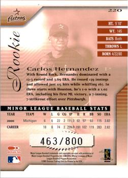 2001 Donruss Signature #220 Carlos Hernandez Back