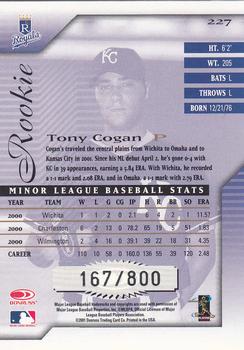 2001 Donruss Signature #227 Tony Cogan Back