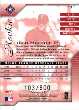 2001 Donruss Signature #242 Juan Moreno Back