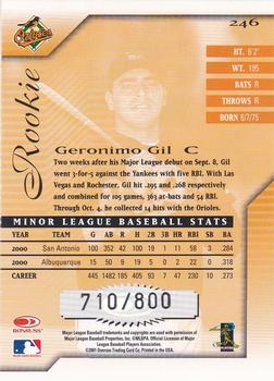 2001 Donruss Signature #246 Geronimo Gil Back