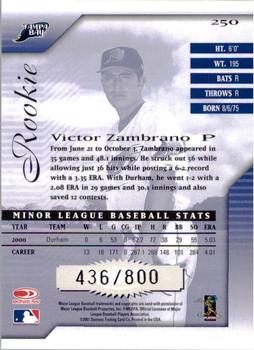 2001 Donruss Signature #250 Victor Zambrano Back