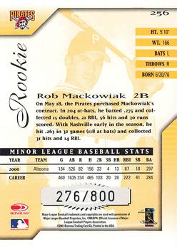 2001 Donruss Signature #256 Rob MacKowiak Back