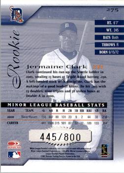 2001 Donruss Signature #275 Jermaine Clark Back