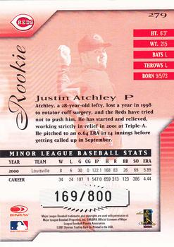 2001 Donruss Signature #279 Justin Atchley Back