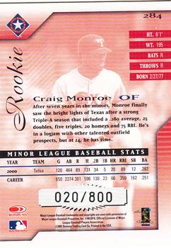 2001 Donruss Signature #284 Craig Monroe Back