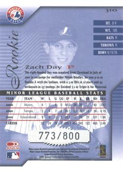 2001 Donruss Signature #310 Zach Day Back