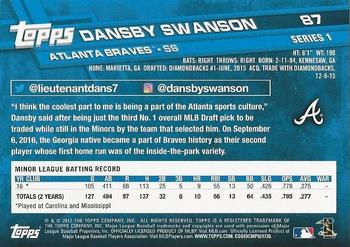 2017 Topps - Rainbow Foil #87 Dansby Swanson Back