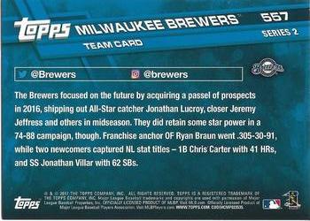 2017 Topps - Rainbow Foil #557 Milwaukee Brewers Back