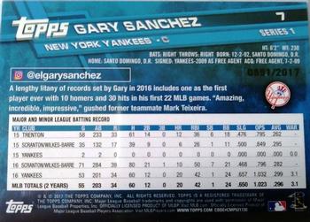2017 Topps - Gold #7 Gary Sanchez Back