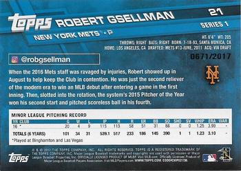 2017 Topps - Gold #21 Robert Gsellman Back