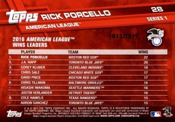 2017 Topps - Gold #28 Rick Porcello Back