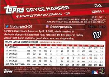 2017 Topps - Gold #34 Bryce Harper Back