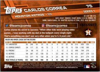 2017 Topps - Gold #75 Carlos Correa Back
