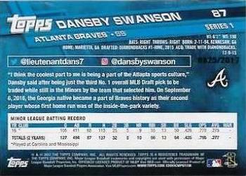 2017 Topps - Gold #87 Dansby Swanson Back