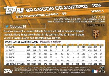 2017 Topps - Gold #106 Brandon Crawford Back