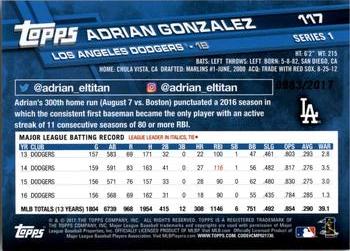 2017 Topps - Gold #117 Adrian Gonzalez Back
