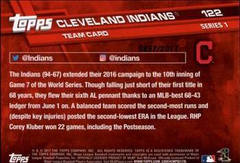 2017 Topps - Gold #122 Cleveland Indians Back