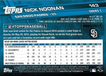 2017 Topps - Gold #143 Nick Noonan Back