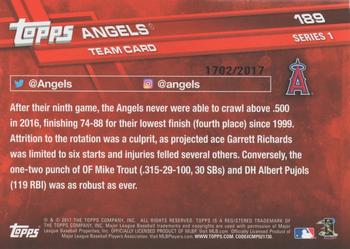 2017 Topps - Gold #189 Los Angeles Angels Back