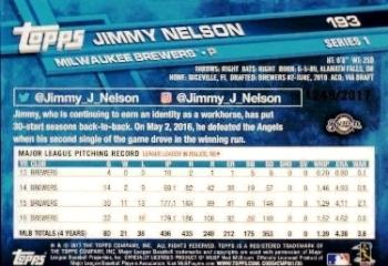 2017 Topps - Gold #193 Jimmy Nelson Back