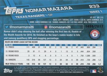 2017 Topps - Gold #233 Nomar Mazara Back