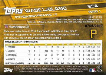 2017 Topps - Gold #254 Wade LeBlanc Back