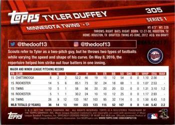 2017 Topps - Gold #305 Tyler Duffey Back