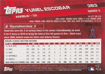 2017 Topps - Gold #363 Yunel Escobar Back