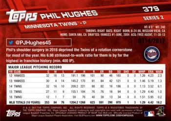 2017 Topps - Gold #379 Phil Hughes Back