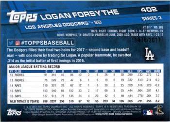 2017 Topps - Gold #402 Logan Forsythe Back