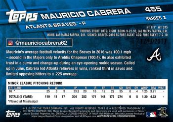 2017 Topps - Gold #455 Mauricio Cabrera Back