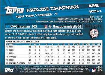 2017 Topps - Gold #486 Aroldis Chapman Back