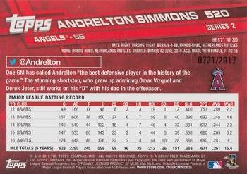 2017 Topps - Gold #520 Andrelton Simmons Back