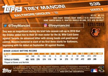 2017 Topps - Gold #536 Trey Mancini Back