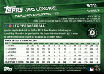 2017 Topps - Gold #578 Jed Lowrie Back