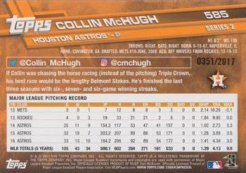 2017 Topps - Gold #585 Collin McHugh Back