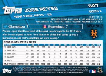 2017 Topps - Gold #647 Jose Reyes Back