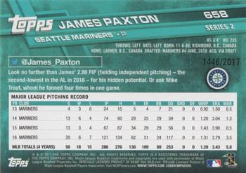 2017 Topps - Gold #658 James Paxton Back