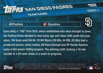 2017 Topps - Vintage Stock #192 San Diego Padres Back